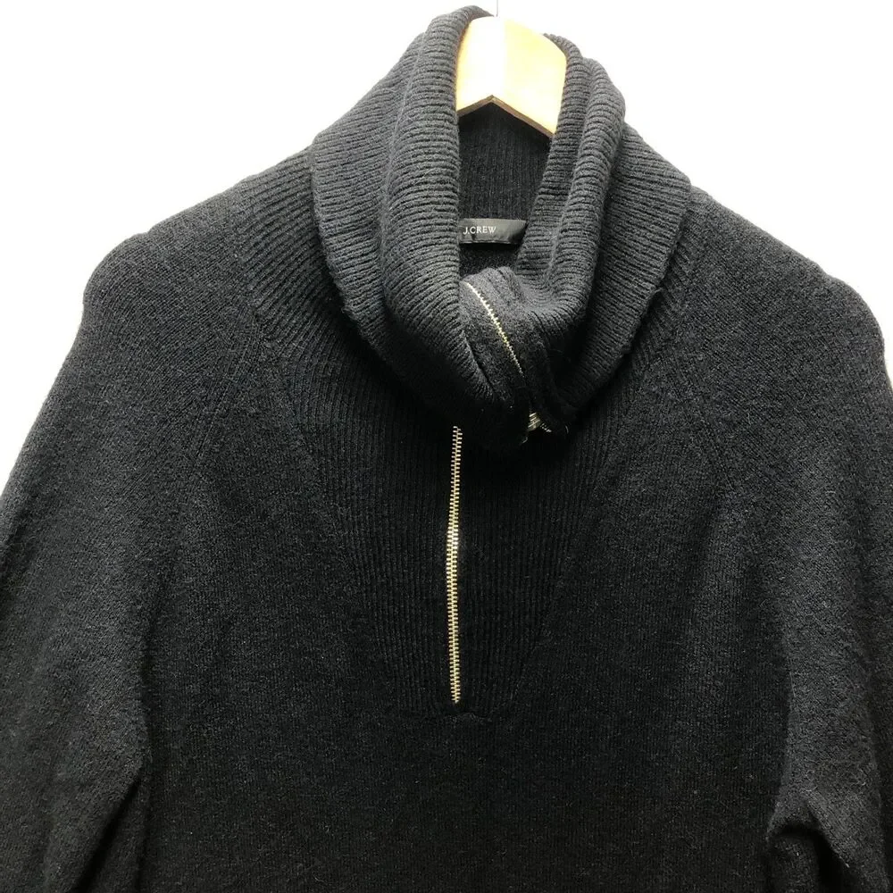 J Crew Sweater Dress Wool Zip Up Turtleneck Mini Long Sleeve Size Unknown